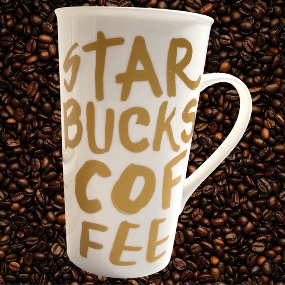 Starbucks Mug 16 oz White With Gold Starbucks Coffee Lettering - No Chips/Cracks - Picture 15 of 15